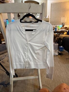 GAP Women's White Button-Up Lightweight Cardigan